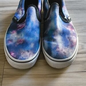 Vans Blue Galaxy Print Slip-On Sneakers